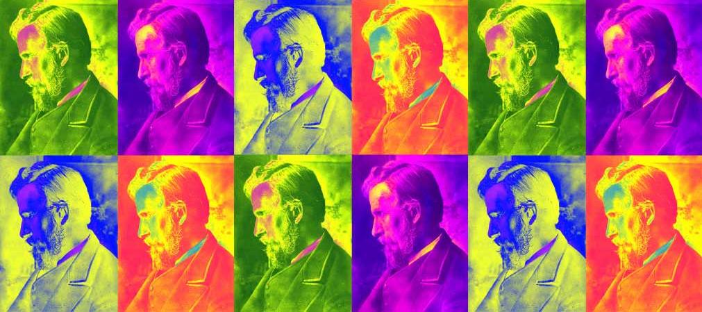 composition colorée avec plusieurs portraits de A.V. Dicey