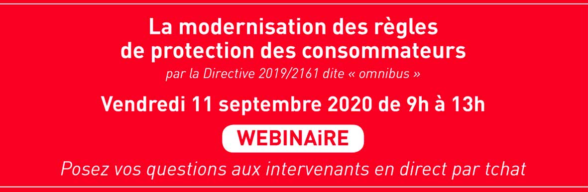 bandeau rouge typographique du colloque modernisations des règles de protection des consommateurs