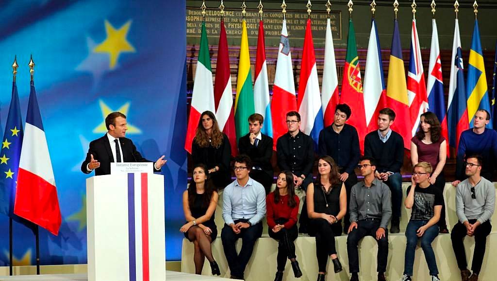 photgraphie du discours de Macron à la Sorbonne sur l'Europe