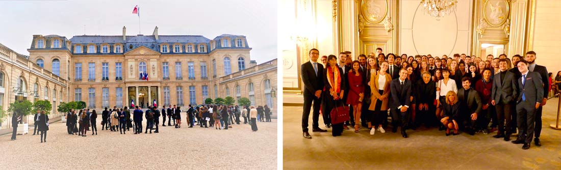 photographies étudiants dans la cour de l'Elysée