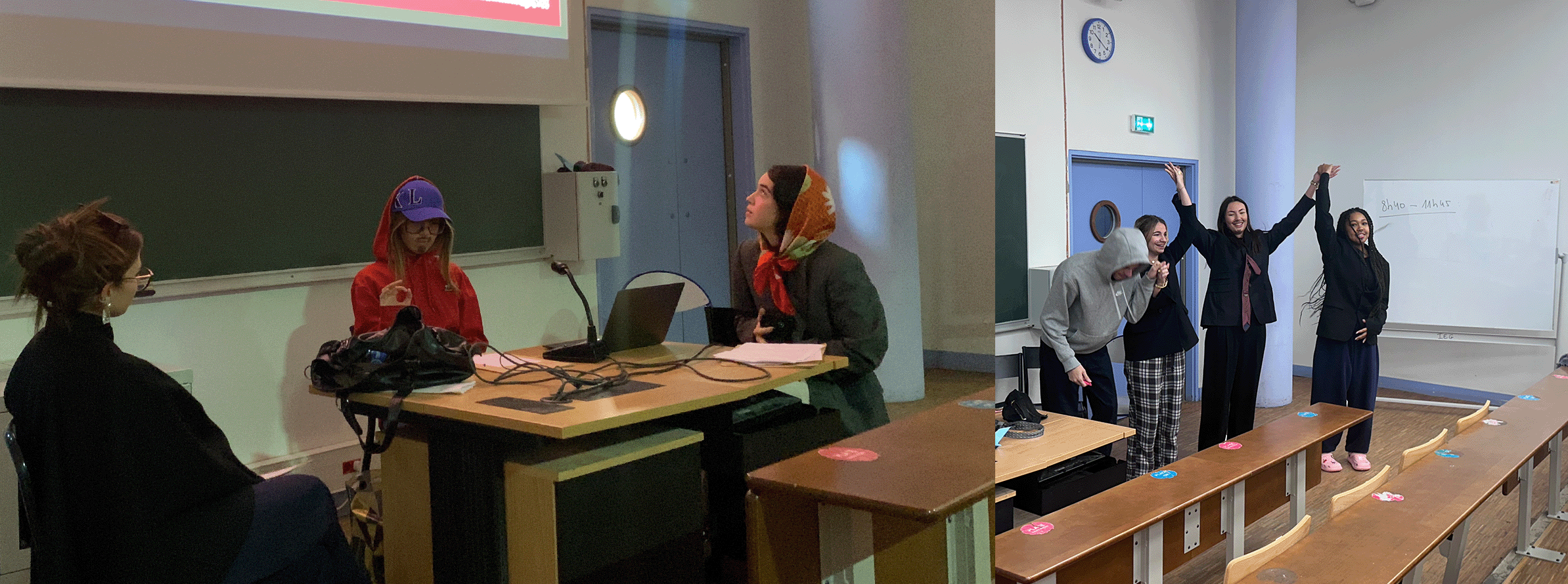 photos des étudiantes lors de la représentation théâtrale