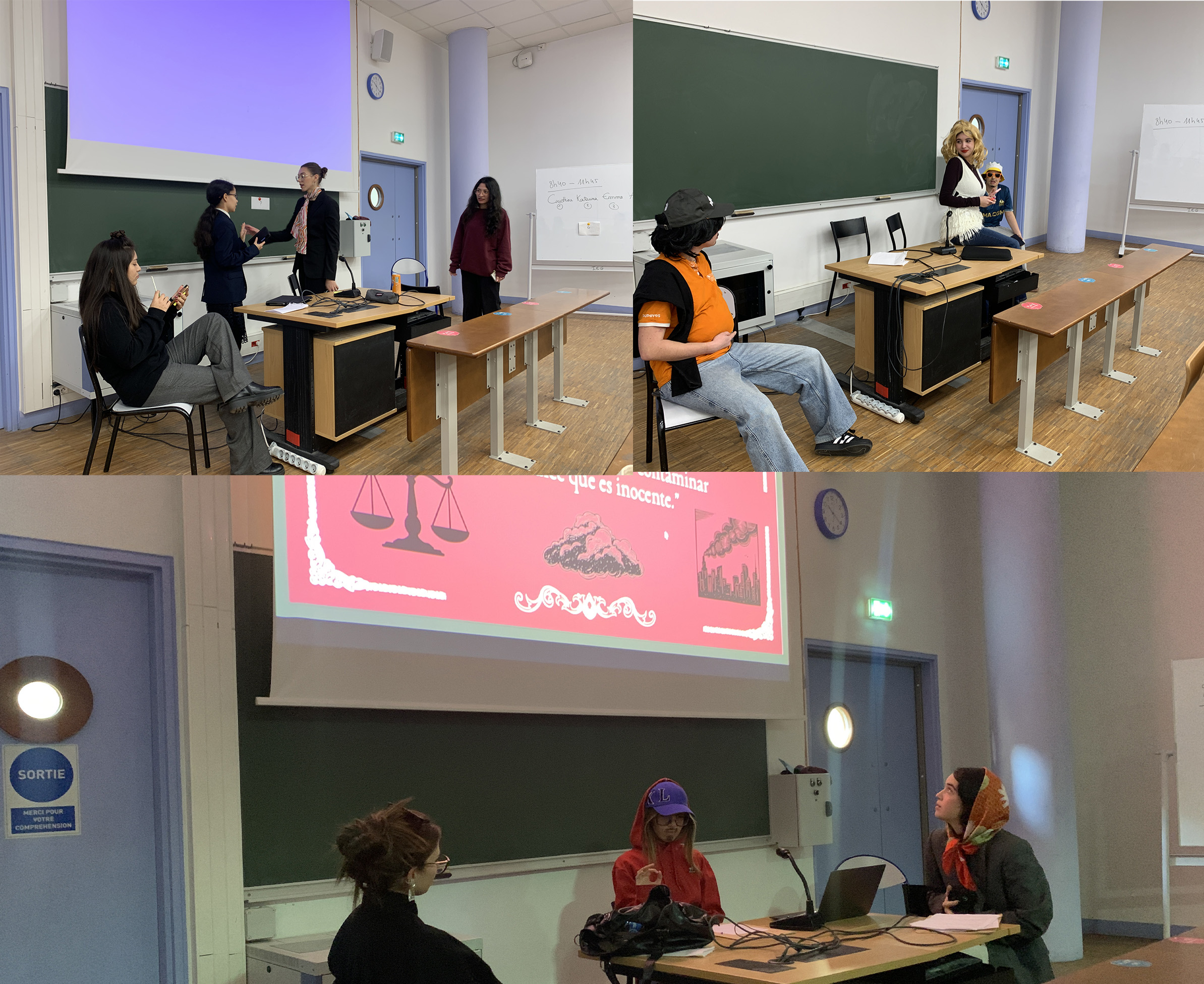 mashup de photos lors de la représentation théâtrale des étudiants