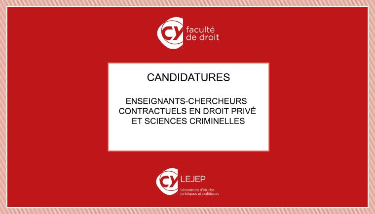 Recrutement : Enseignants-chercheurs contractuels en droit privé et sciences criminelles